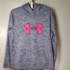 Under Armour Heathered Gray Storm Hoodie with Pink Emblem Large